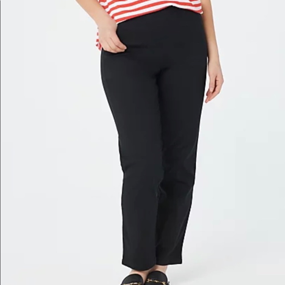 Denim&Co Original Waist Stretch Petite Pants w/ Side Pockets (A43881)
